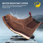 MWORK Welted Blunt Slip-On Men's 6" Moc Toe Water-Resistant Work Boots,Comp Toe, Puncture Proof,Non-Slip Wedge Sole,Coolmax Comfort Leather Safety Boot,Anti-Fatigue,ASTM F2413 Electrical Hazard RR7130