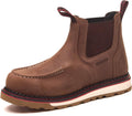 MWORK Welted Blunt Slip-On Men's 6" Moc Toe Water-Resistant Work Boots,Comp Toe, Puncture Proof,Non-Slip Wedge Sole,Coolmax Comfort Leather Safety Boot,Anti-Fatigue,ASTM F2413 Electrical Hazard RR7130