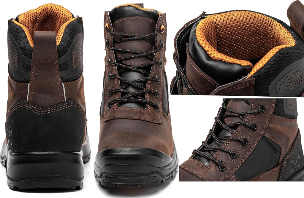 MWORK 6" Safety Work Boots For Men Water Resistant Composite Toe Puncture Resistant EH Non Slip No Metal ASTM F2413-18 Comfortable&Durable MW9276