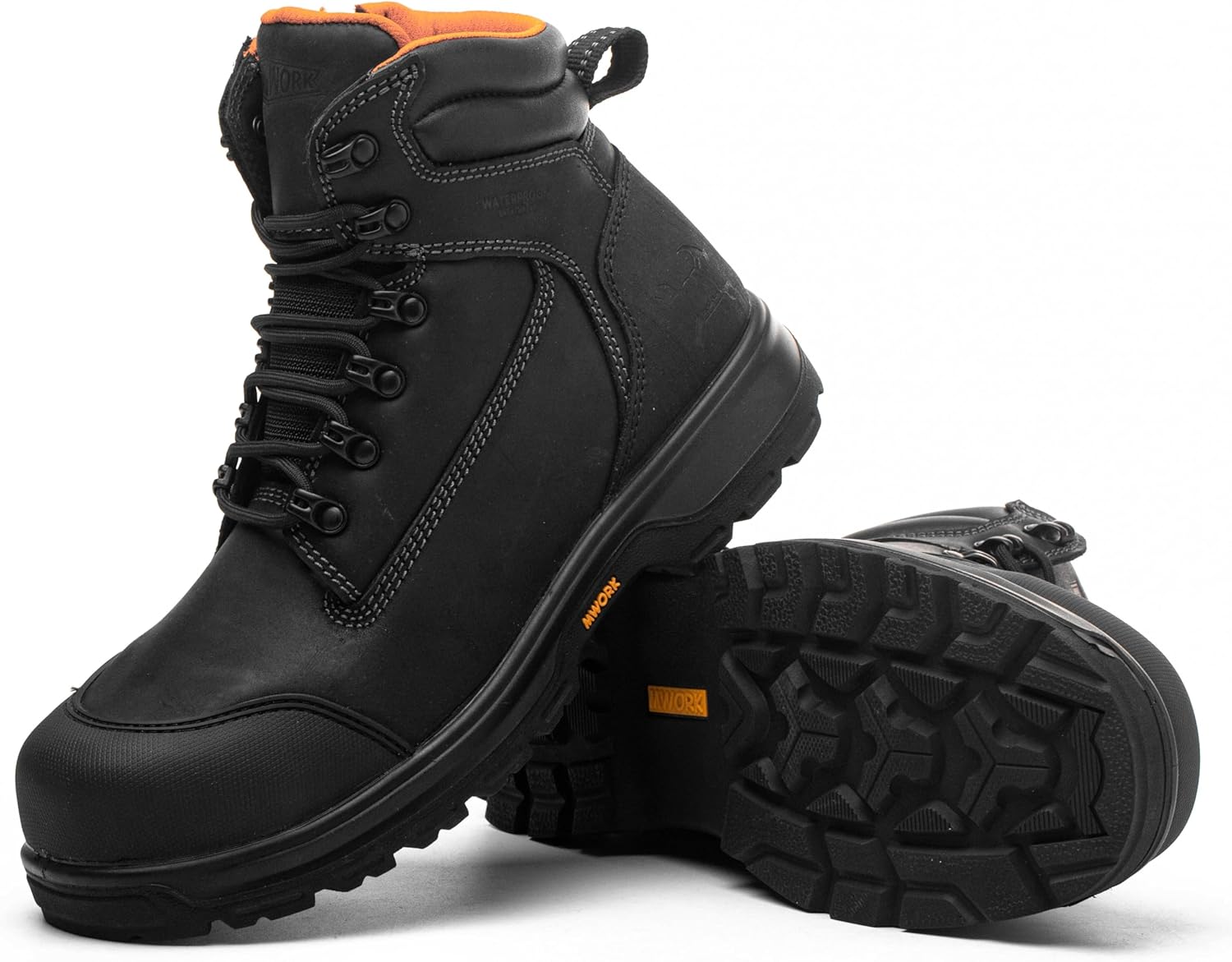 MWORK 6" Safety Work Boots For Men Waterproof ASTM F2413-18 Composite Toe Puncture Proof EH Rated Non Slip YKK Zipper Side Industrial & Construction Chairman MW2302
