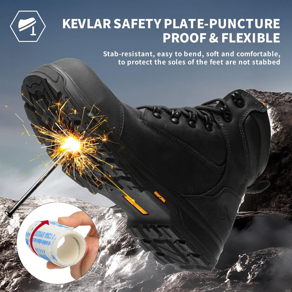 MWORK 6" Safety Work Boots For Men Waterproof ASTM F2413-18 Composite Toe Puncture Proof EH Rated Non Slip YKK Zipper Side Industrial & Construction Chairman MW2302