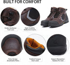 MWORK 6" Work Boots For Men Leather ASTM F2413-18 Composite Safety Toe EH Rated Arch Support Anti Fatigue