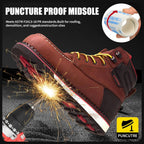 MWORK Welted Blunt Men's 6" Moc Toe Waterproof Work Boots, Comp Toe, Puncture Proof, Slip Resistant Wedge Sole, Coolmax Comfort Leather Safety Boot, Anti-Fatigue, ASTM F2413 Electrical Hazard RR7129