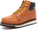 MWORK Men's 6 Inch Soft Moc Toe Work Boot, Premium Full-Grain Leather, Abrasion & Oil & Slip Toughest Wedge Sole, EH Rated, Arch Support Anti Fatigue
