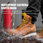 MWORK 6" Moc Toe Work Boots For Men Wedge Sole Leather Waterproof ASTM F2413-18 Safety Metallic Toe EH Rated Arch Support Anti Fatigue