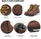 MWORK Men's 6 Inch Soft Moc Toe Work Boot, Premium Full-Grain Leather, Abrasion & Oil & Slip Toughest Wedge Sole, EH Rated, Arch Support Anti Fatigue