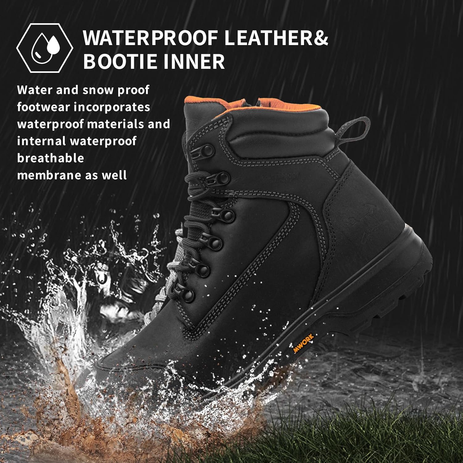 MWORK 6" Safety Work Boots For Men Waterproof ASTM F2413-18 Composite Toe Puncture Proof EH Rated Non Slip YKK Zipper Side Industrial & Construction Chairman MW2302