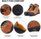 MWORK 6" Work Boots For Men Waterproof Leather ASTM F2413-18 Composite Safety Toe EH Rated Arch Support Anti Fatigue