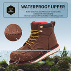 MWORK Welted Blunt Men's 6" Moc Toe Waterproof Work Boots, Comp Toe, Puncture Proof, Slip Resistant Wedge Sole, Coolmax Comfort Leather Safety Boot, Anti-Fatigue, ASTM F2413 Electrical Hazard RR7128