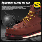 MWORK Welted Blunt Men's 6" Moc Toe Waterproof Work Boots, Comp Toe, Puncture Proof, Slip Resistant Wedge Sole, Coolmax Comfort Leather Safety Boot, Anti-Fatigue, ASTM F2413 Electrical Hazard RR7129