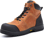 MWORK 6" Work Boots For Men Waterproof Leather ASTM F2413-18 Composite Safety Toe EH Rated Arch Support Anti Fatigue